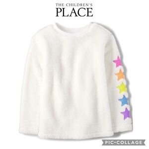 The Children's Place girls sherpa pullover white crewneck sweater size M NWT